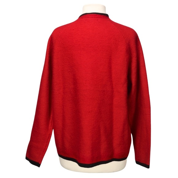 Karen Scott 100% Wool Full Zip Cardigan NWT Sweater Red Embroider Women 1X - Picture 5 of 13